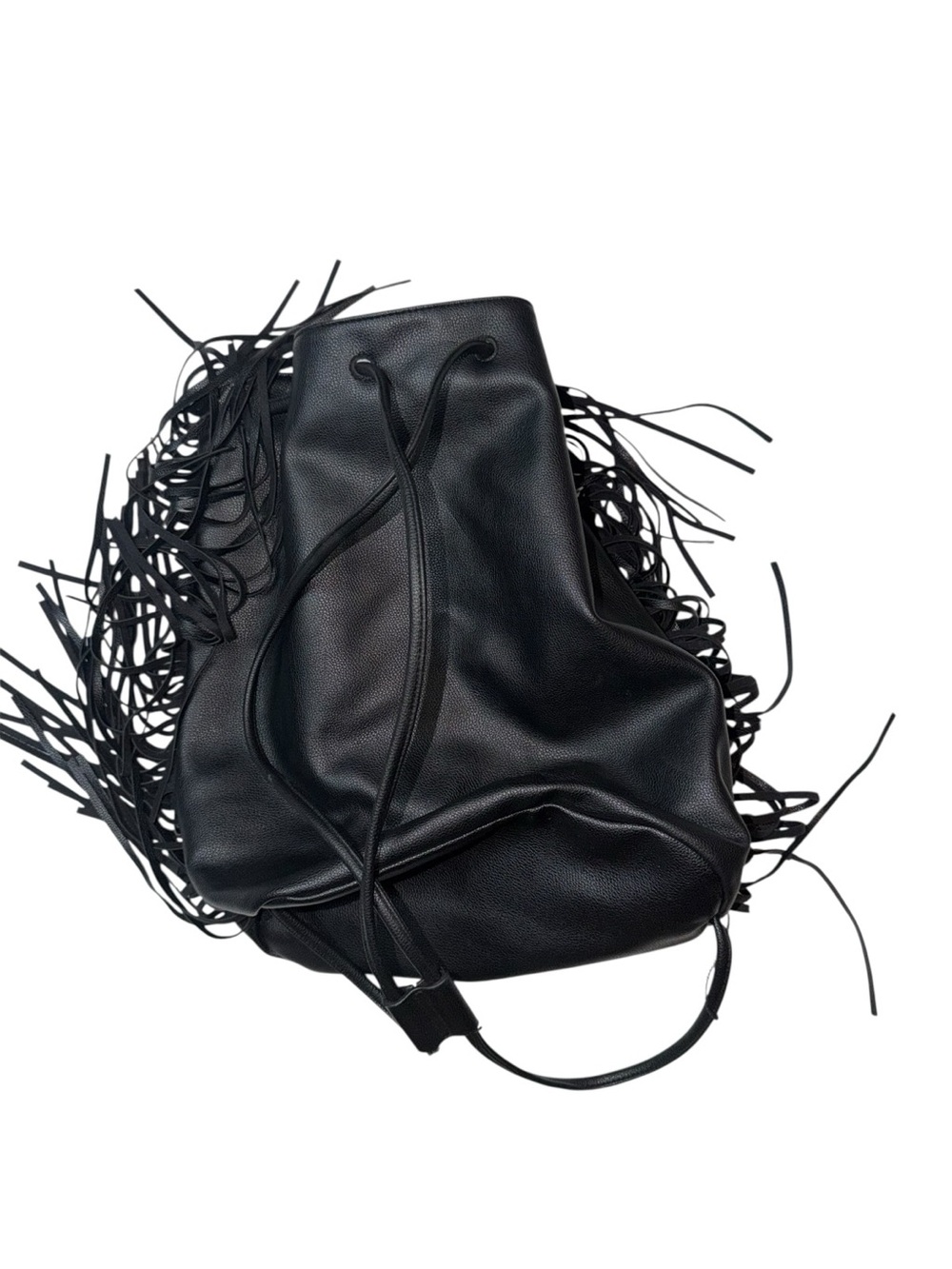 Victoria's Secret Black Fringe Drawstring Backpack - Picture 2 of 5